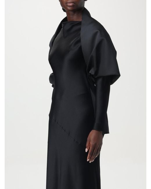 Alberta Ferretti Black Satin-Finish Stole Jacket