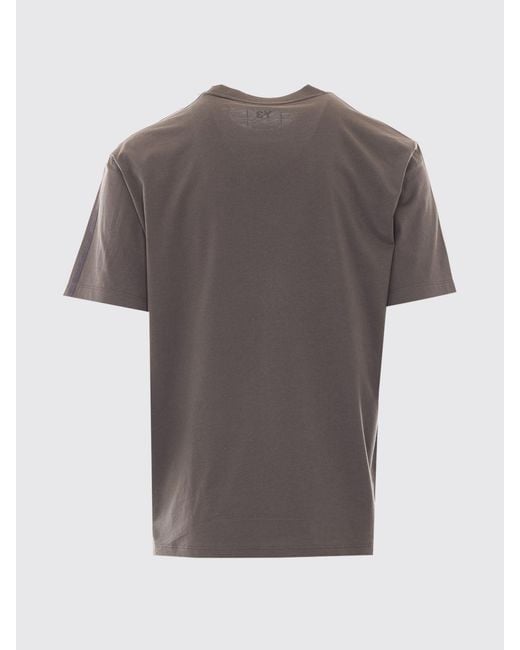 Y-3 Gray Crewneck Cotton T-Shirt With Short Sleeves And Tone-On-Tone Logo for men