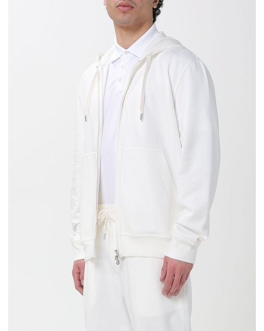 Brunello Cucinelli White Cotton Blend Hoodie for men