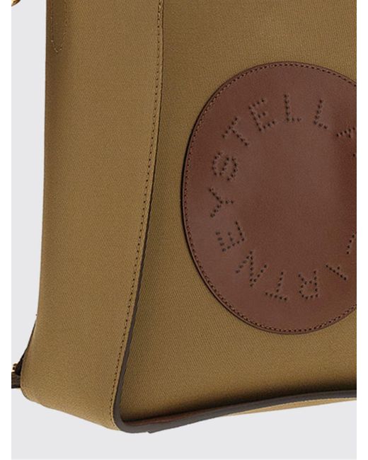 Stella McCartney Brown Logo-Print Cotton And Faux Leather Crossbody Bag