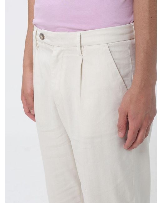 Re-hash White Cotton And Linen Slim Trousers for men
