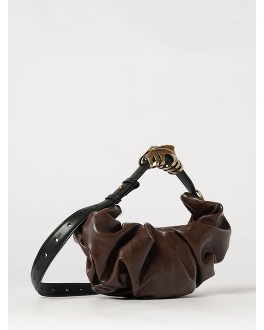 DIESEL Brown Grab-D Ruched Faux Leather Bag