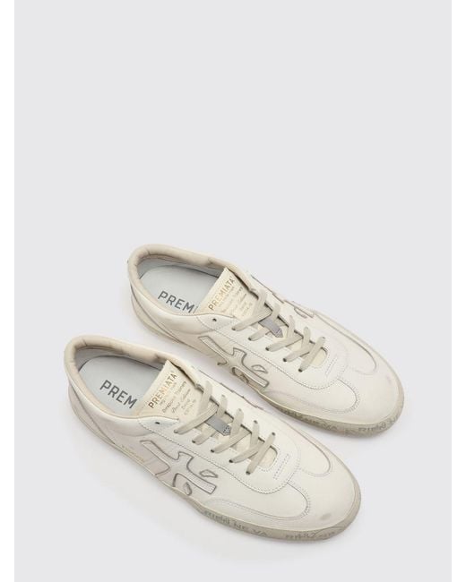 Premiata White David Used Suede Sneakers for men