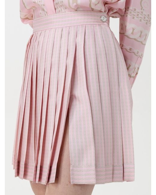 Versace Pink Pleated Mini Skirt Casual Style