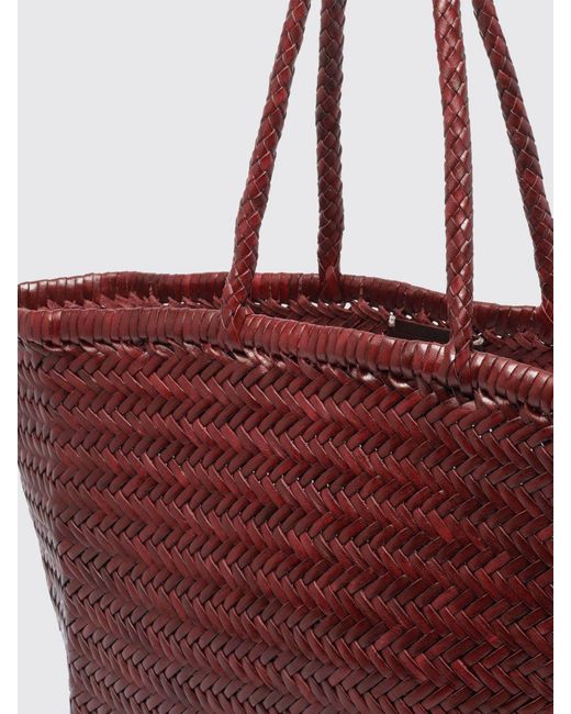 Dragon Diffusion Red Woven Leather Handbag With Double Handle