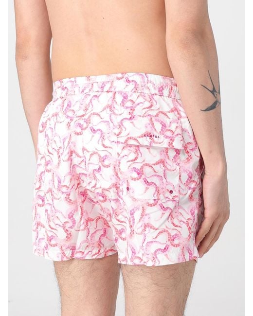 Kampos Pink Patterned Nylon Swimsuit for men