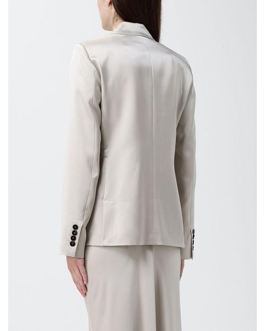 Liviana Conti Gray Satin Double-Breasted Blazer