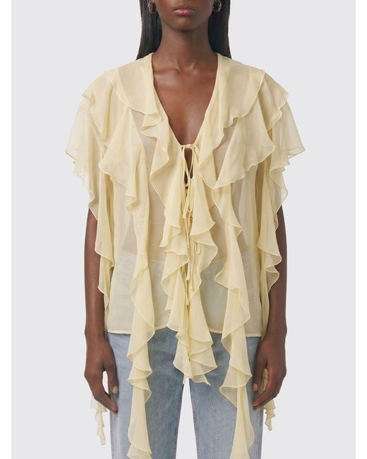 Erika Cavallini Semi Couture Natural Georgette Shirt With Ruffles