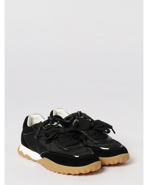 Pinko White Gea Suede And Nylon Sneakers
