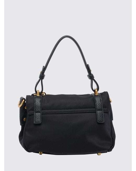 La Carrie Black Atena Nylon Mini Shoulder Bag With Leather Handle