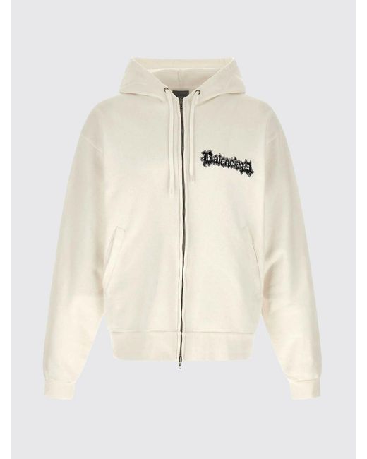Balenciaga Natural Printed Cotton Hoodie for men