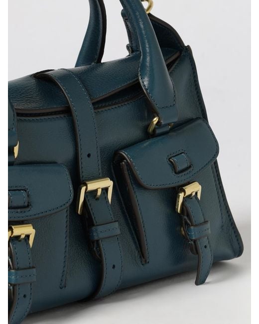 Mulberry Blue Roxanne Smooth Calf Leather Handbag With Double Handle