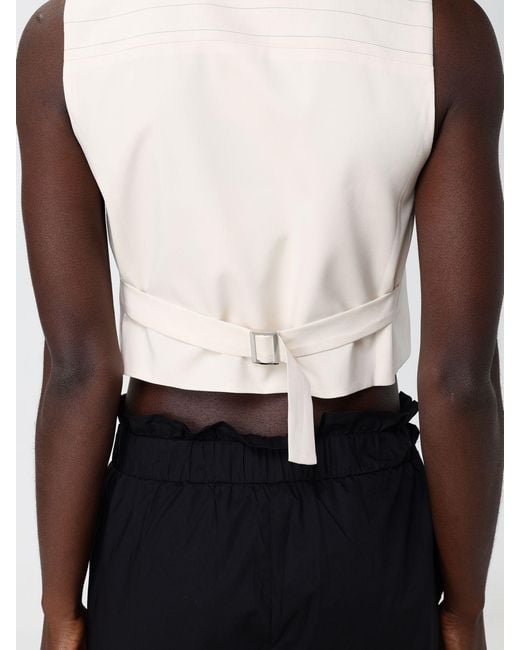 Liu Jo Black Pinstriped Viscose Vest With Rhinestones