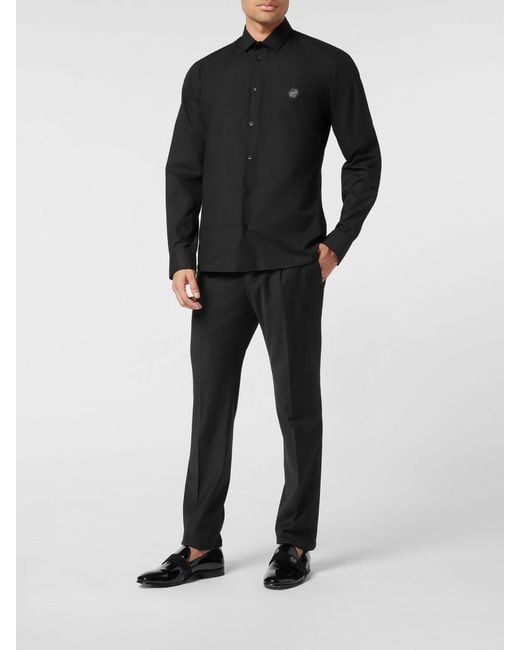 Philipp Plein Black Classic Poplin Shirt for men
