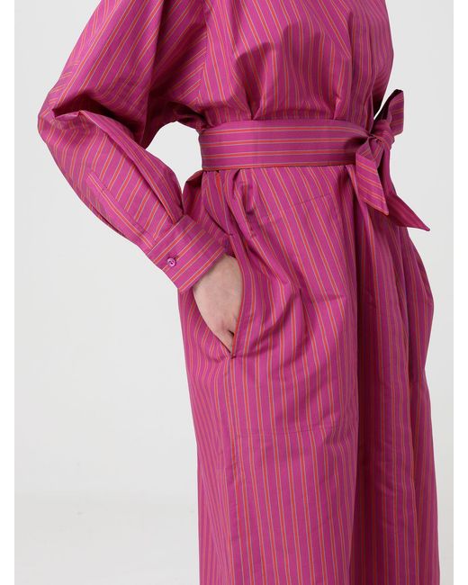 Max Mara Pink Striped Cotton And Silk Chemisier Dress