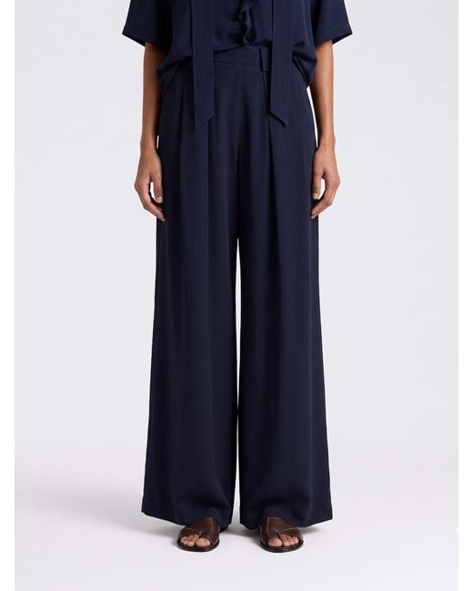 Momoní Blue Momon&Igrave Silk Blend Wide Leg Trousers