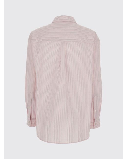 DUNST Purple Striped Cotton-Blend Shirt With Button-Down Collar And Pocket