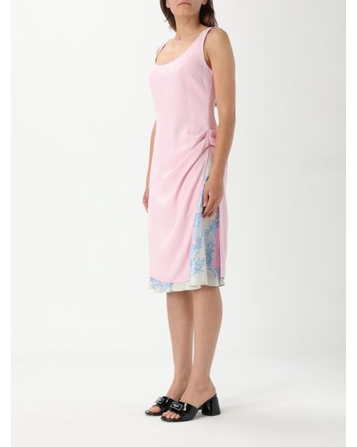 Versace Pink Layered Midi Dress With Print