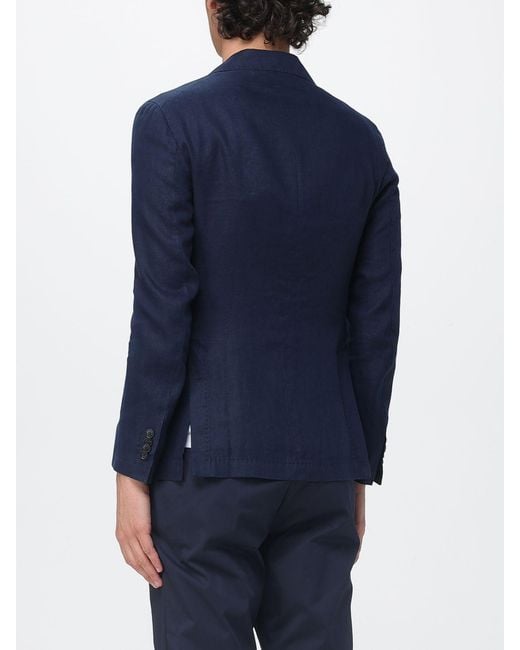 Manuel Ritz Blue Single Breasted Linen Blazer for men