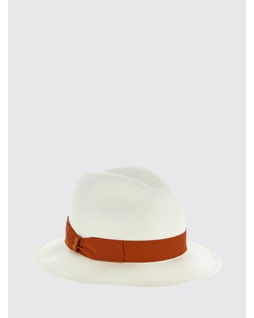 Borsalino White Woven Raffia Hat