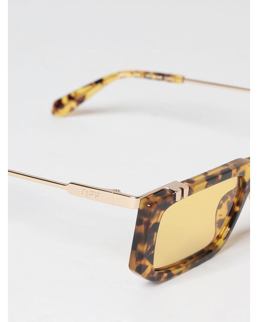 Off-White c/o Virgil Abloh Natural Rectangular Acetate And Metal Sunglasses With Dark Lenses for men