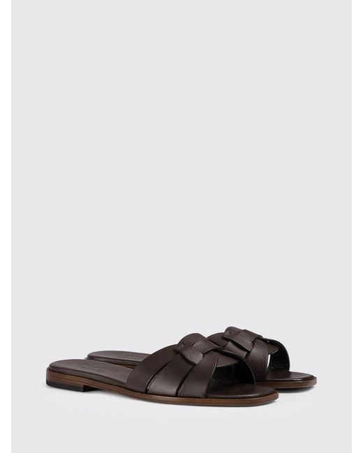 Doucal's Brown Leather Mules