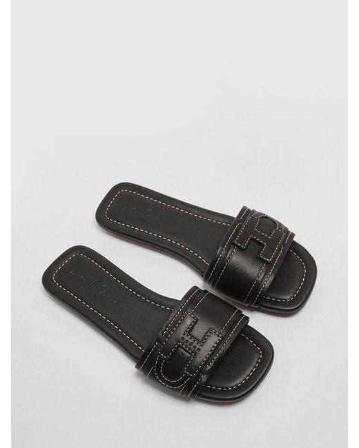 Hogan White H685 Leather Slippers