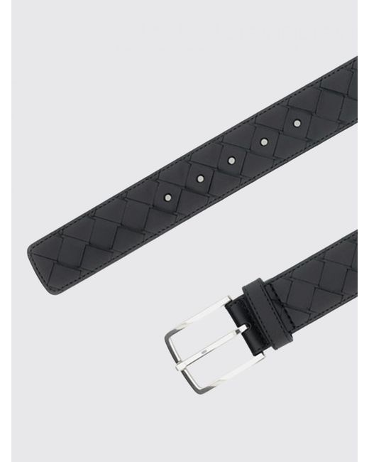Bottega Veneta Gray Intrecciato Leather Belt for men