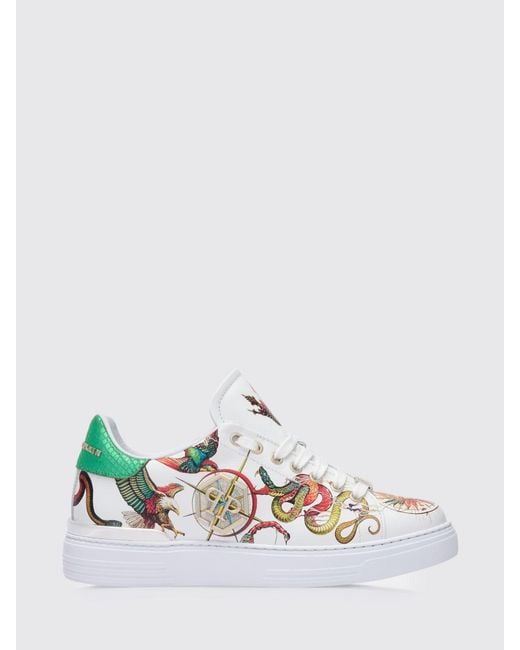 Philipp Plein White Low-Top Smooth Calfskin Leather Trainers With Side Hexagon Logo for men