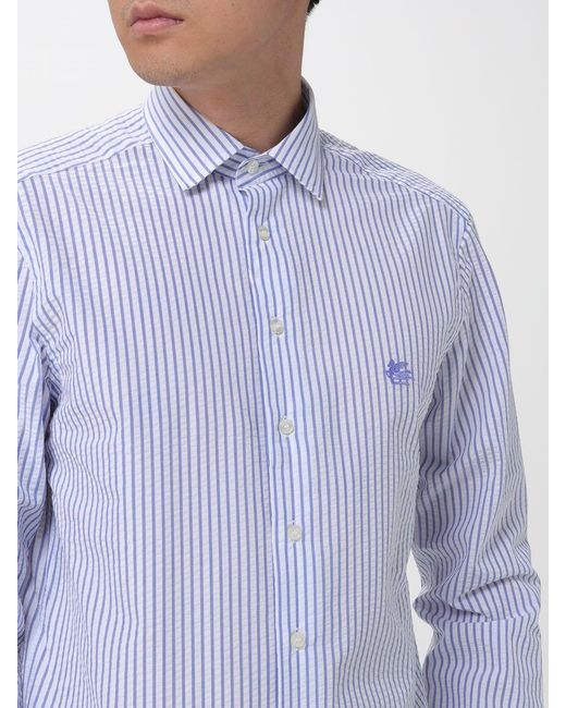 Etro Purple Striped Cotton Shirt for men