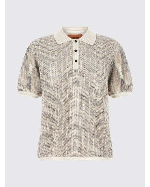 Missoni Multicolor Zig-Zag Pattern Slim Fit Knit Polo for men