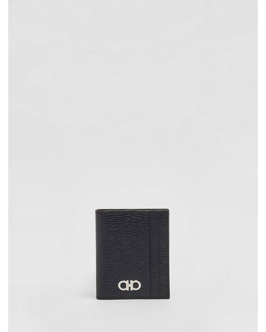 Ferragamo White Gancini Calfskin Card Holder for men