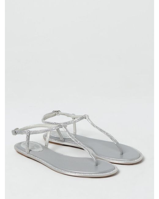 Rene Caovilla White Flat Sandals