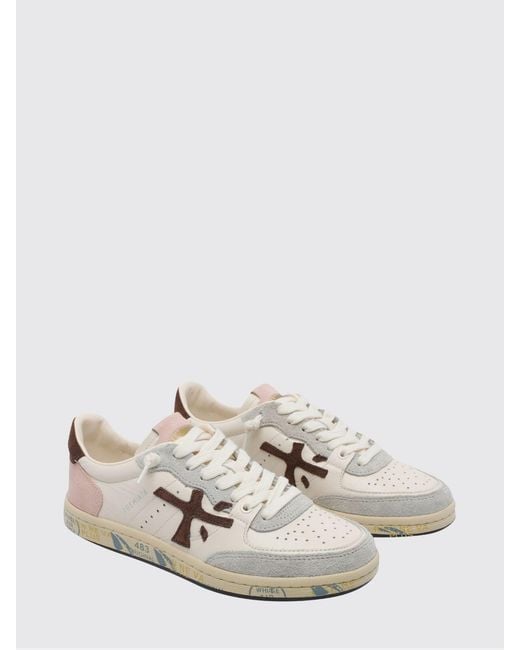 Premiata White Clay Suede Sneakers With Studs