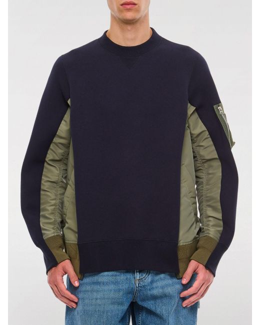 Felpa A Girocollo di Sacai in Blue da Uomo