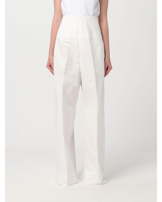 Pantalone in cotone e lino di Sportmax in White