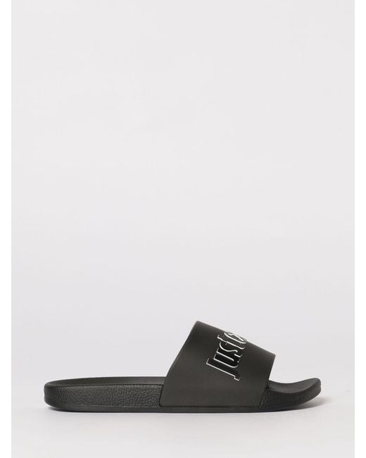 Just Cavalli White Rubber Sliders With Printed Logo