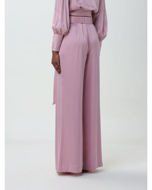 Zimmermann Pink Belted Silk Trousers