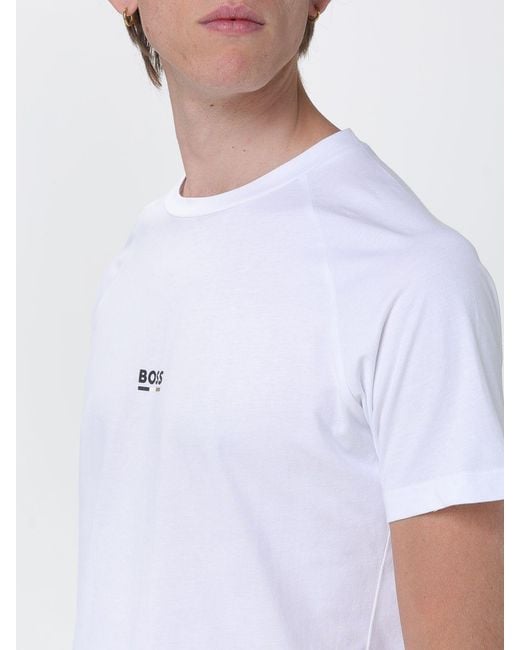 Boss White Cotton T-Shirt With Mini Logo for men