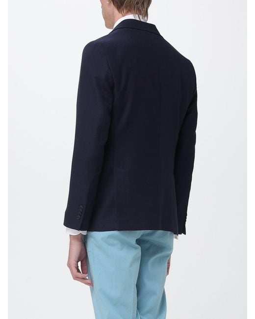 Manuel Ritz Blue Single-Breasted Virgin Wool Blazer With A Slim Fit for men