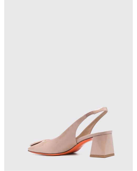 Santoni Pink Patent Leather Slingback Pumps