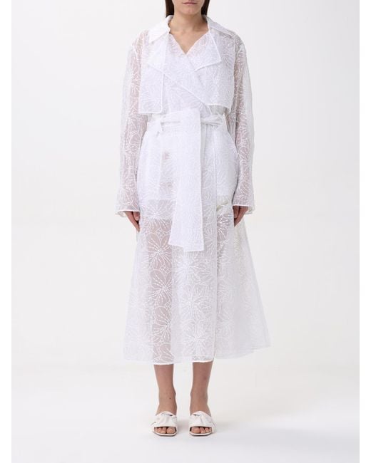 Genny White Silk Trench Coat