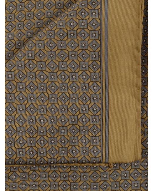 Saint Laurent Green Geometric Print Silk Twill Scarf for men