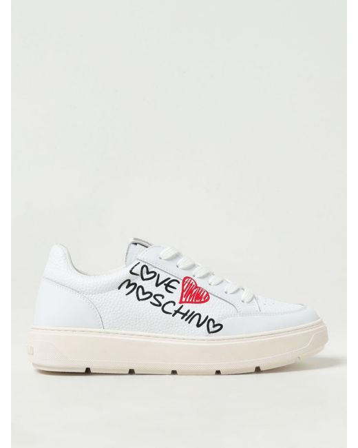 Sneakers Bold 40 in pelle a grana di Love Moschino in White