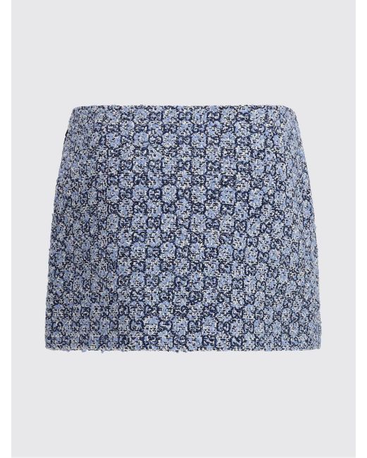 Gucci Blue Cotton Tweed Mini Skirt