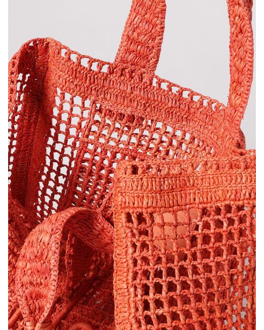 Chloé Red ChloÉ Summer Banana Perforated Raffia Bag