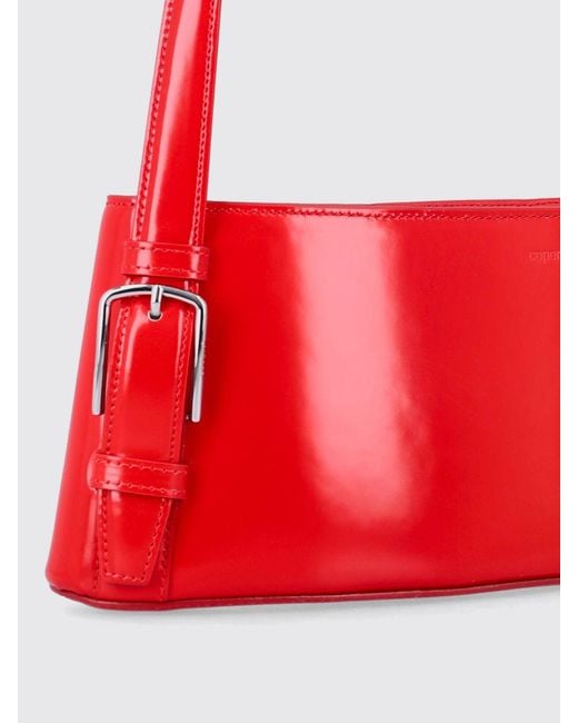 Coperni Red Ergonomic Brushed Leather Shoulder Bag With Impressed Logo