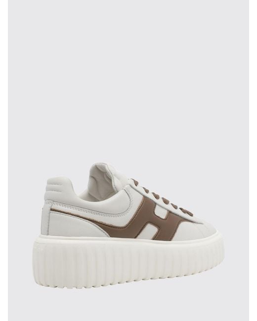 Hogan White H-Stripes Smooth Leather Platform Trainers