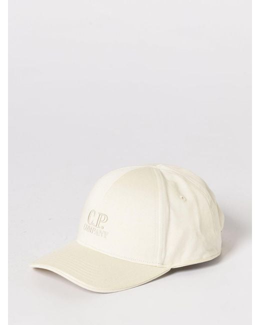 C P Company Natural Cotton Hat With Embroidered Logo for men