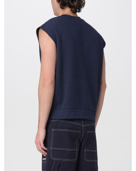 Carrera Blue Sleeveless Cotton Sweatshirt With Crew Neck And Contrast Logo for men